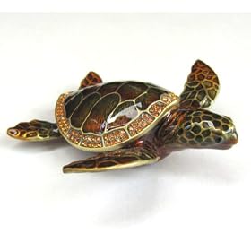 Wild Sea Turtle Box Swarovski Crystals Hawaiian Green Loggerhead Flatback Haw...