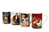 Konitz Cinema 10-Ounce Mugs, Set of 4, Assorted Designs