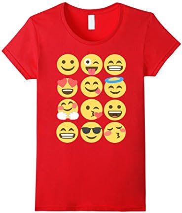 Women's Smiley Emoticons Emoji T-Shirt for Men Women &amp; Kids Large Red