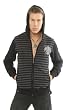Indigo Star Respect Striped Black Rocker Hooded Hoodie Jacket Cardigan