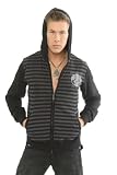 Indigo Star Respect Striped Black Rocker Hooded Hoodie Jacket Cardigan