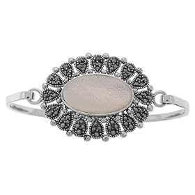 Boma Sterling Silver Bangle Bracelet With Smoky Quartz, Garnet and Citrine... by