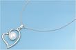 Sterling Silver Necklace - Freshwater Pearl in Heart with 16in-18in Chain - 28mm Pendant Height