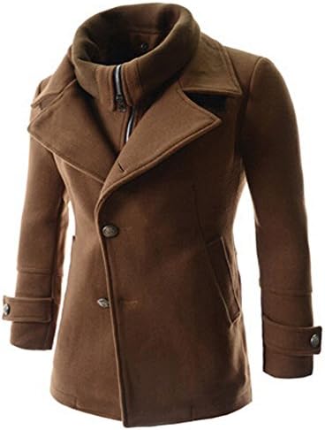 Danxia Lv Mens Long Sleeve Solid Woolen Jacket Jacket Medium Camel