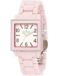 Invicta Womens 1176 Ceramic White Dial Pink Matte Ceramic Watch