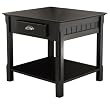 Winsome Wood End Table with Drawer and Shelf, Black