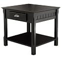 Winsome Wood End Table with Drawer and Shelf, Black