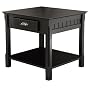 Winsome Wood End Table with Drawer and Shelf, Black
