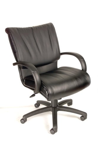 Boss Mid-Back Leather Chair Black