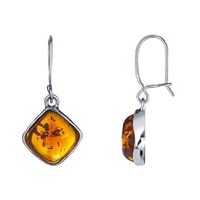 Geometric Square Amber Earrings in Sterling Silver .925 Geometric Square Amber Earrings in Sterling Silver .925