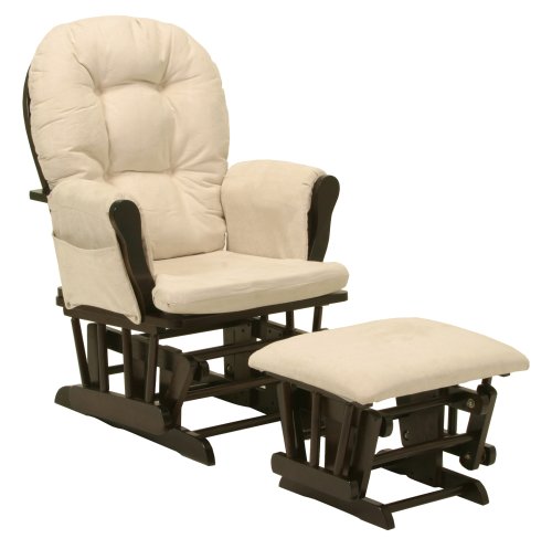 Stork Craft Hoop Glider and Ottoman Cushion - Espresso/Beige