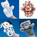 12pc - Plush soft cuddly Animal Hand Puppets -new!