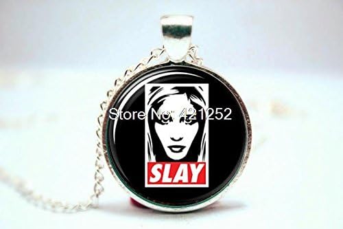 Pretty Lee 2015 Fashion Buffy The Vampire Slayer Inspired Slay Necklace Glass Photo Cabochon Necklace Christmas gift