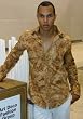 Sahara: Men's Long Sleeve Light Brown Fitted Clubbing Shirt, Prints,100 % Cotton, with Details