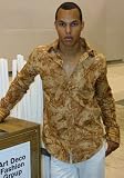Sahara: Men's Long Sleeve Light Brown Fitted Clubbing Shirt, Prints,100 % Cotton, with Details
