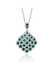 Diamond and Emerald 18k White Gold Pendant