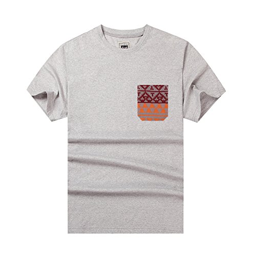 Men's Jacquard Pocket T-Shirt Crew-Neck Short Sleeve Beautiful Giant Pocket Tee