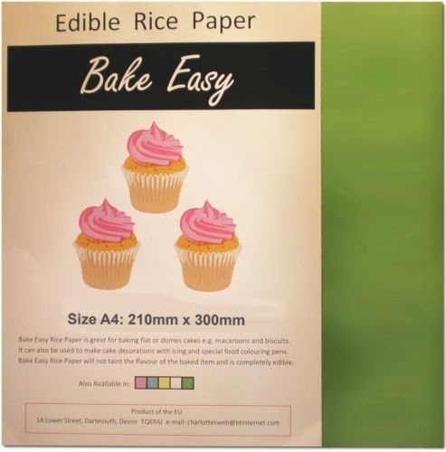 12 Sheets of BakeEasy Green Edible Wafer/Rice Paper by BakeEasy by BakeEasy