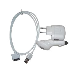 3in1 ZUBEHOER SET in weiss / KFZ LADEKABEL / DATENKABEL / Netzteil USB / REISELADER für APPLE IPhone 3G / 2G iPod Nano 4. generation, Nano 3G, IPOD MINI PHOTO VIDEO SHUFFLE TOUCH CLASSIC NANO iPHONE 2G 3G 4GB, 8GB, 16GB, 1G, 2G uvm.. Multicharger, Reiseladegerät