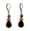 Earrings - E242 - Teardrop Window Pane and Crystal ~ Black