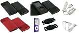 3n1 Combo - Premium Wallet Leather Nylon Case for Apple iPod Nano Nano-Chromatic 4th 4 Generation 8 gb 8gb 16 gb 16gb 32 gb 32gb (Nano 4 Chromatic Not Included) + Bonus Young Micro Shoe Silicone Pouch for Nike+