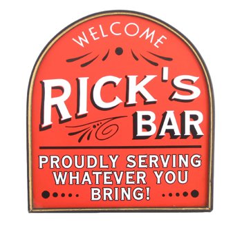 Personalized Wood Sign - Bar Proudly Serving - Red