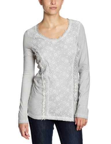 Oui Damen T-Shirt 26292, Gr. 38, Grau (light grey 9210) Preisvergleich