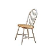 Set of 2 Natural & White Finish Windsor Wood Dining Chair/chairs