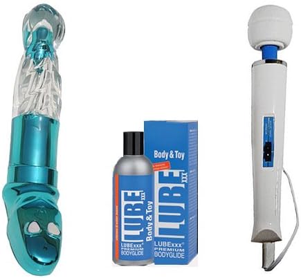 Joy Hollywood Widow-Wand Combo Kit 1 Including?Hitachi Magic Wand 2-Speed Personal Massager, Winding Widow Teal?Plated Elastomer Toy and 150ml Bottle of LUBExxx Body and Toy Lube