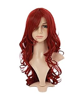 Cool2day Long Cosplay Wavy Wine Red Hair Synthetic Wig Women's Party Full Wig