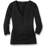 Pima Cotton 3/4-Sleeve Side Wrap V-Neck