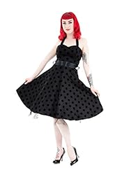 Cocktail Polka Dot Print Halter Fit-and-Flare Cotton/Velvet Stretchy  Dress