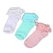 Asoidchi 3 Pairs Vintage Lace Ruffle Frilly Ankle Socks Ladies Princess Girl