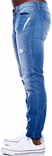 Mens Heft swag Look Basic Classic Acid Wash Distressed Denim Jeans Joggers Pants D01D (32, Acid Wash)