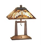 Meyda Tiffany 66530 Oblong Desk Lamp, Mahogany Bronze Finish with Stained