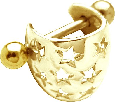 SOLID 14K Yellow Gold STAR BRIGHT Ear Cuff - 