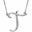 14k White Gold Pretty Initial T Diamond Necklace