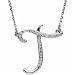 14k White Gold Pretty Initial T Diamond Necklace