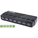 Plugable 7-Port USB 3.0 SuperSpeed Hub with 25W Power Adapter and Two Ports with BC 1.2 Charging Support for Android, Apple iOS, and Windows Mobile Devices