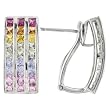 14K White Gold Multi-Color Sapphire Earrings