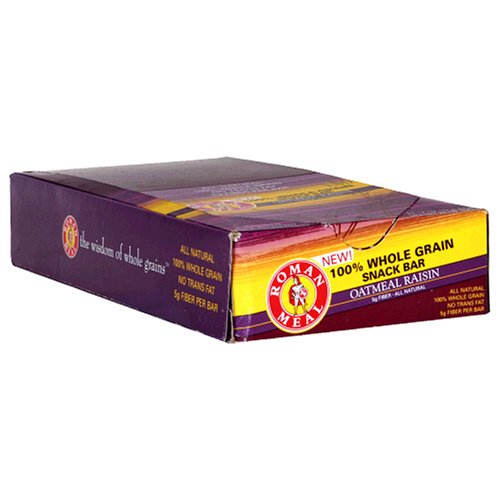 Roman Meal 100% Whole Grain Snack Bar, Oatmeal Raisin, 2-Ounce Bars (Pack of 24) by Roman Meal