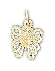 Dazzlers Solid 14k Gold Butterfly Charm Pendant Available in three colors from jewelsberry (weights: 0.4 grams only)