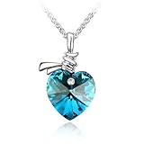 Blue Crystal Heart Pendant Necklace (Made With Swarovski Element) Valentine's Day Mum Mother's Day Gift
