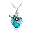 Blue Crystal Heart Pendant Necklace (Made With Swarovski Element) Valentine's Day Mum Mother's Day Gift