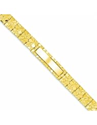 Genuine 14K Yellow Gold 12.0Mm Nugget Id Bracelet 7 Inches 100% Satisfaction Guaranteed.