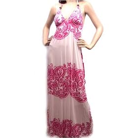 New Sexy Bra Dress Halter Casual Lined Long Maxi Stretch Pattern Size Small, Medium, Large