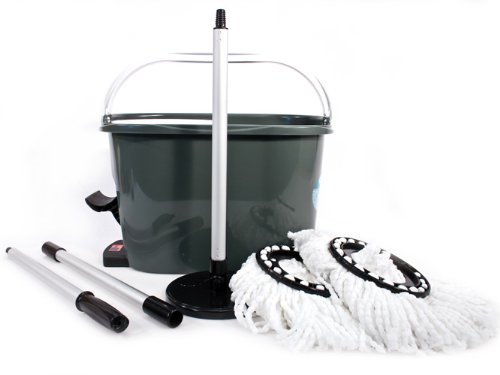 360 Mopp Set mit 2 Moppköpfen | Der beste Wischmopp | Nass / Trocken Mop - Putzen ohne Spuren zu hinterlassen | 100% hochwertiger Microfaserkopf | Super saugfähig | Saubere Hände | Einfach und mühelos |