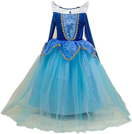 OuTaking Girls' Pink/Blue Cartoon Party Dress Princess Costume for 2-12