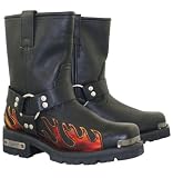 Ladies Harness Flame Motorcycle Boots - Size : 9