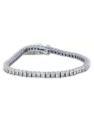 14k White Gold 6.35 Carat Box Shape Princess Diamond Tennis Bracelet